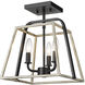 Bonnie 3 Light 11.25 inch Matte Black Grey Wood Indoor Semi-Flush Ceiling Light